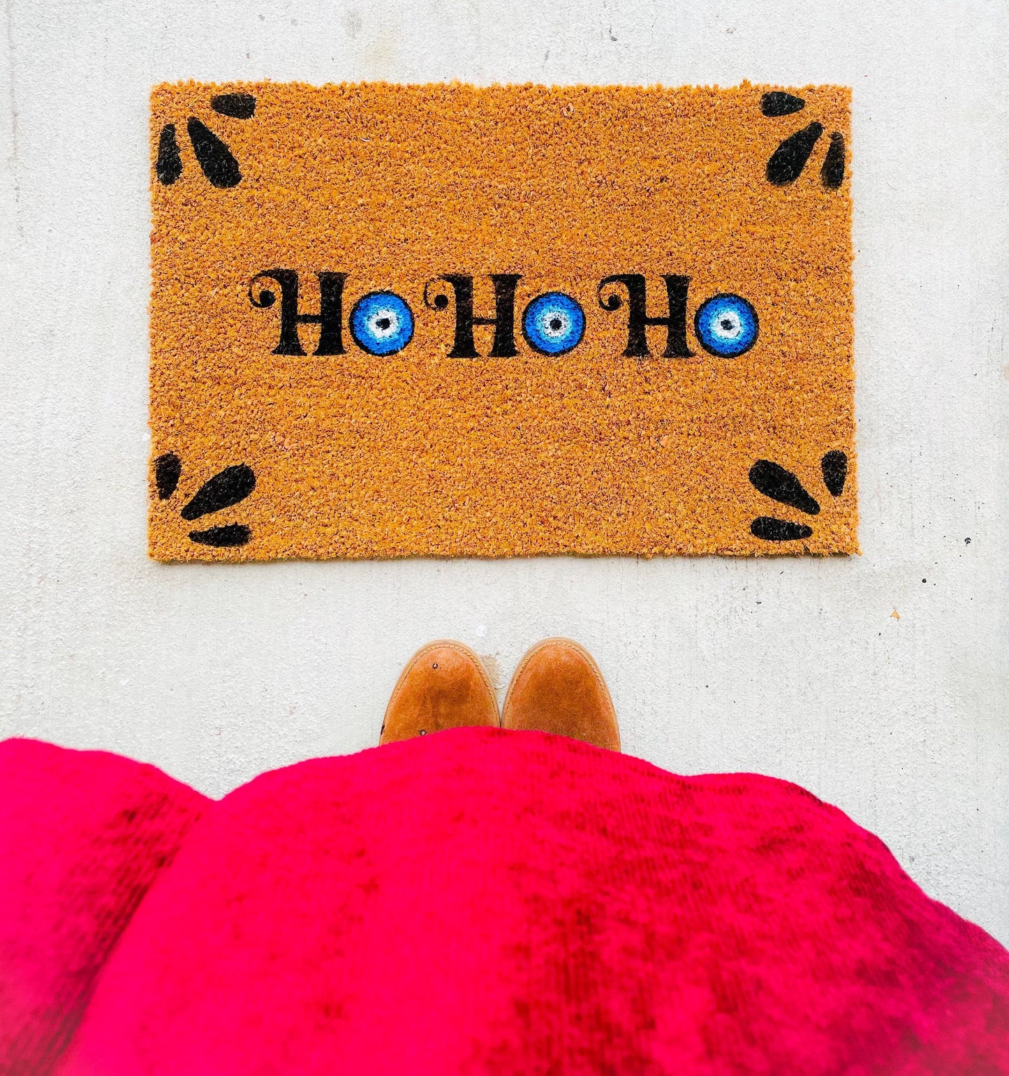 Evil Eye Christmas Doormat Ho Ho Ho Funny Christmas DoorMat, Evil Eye Doormat