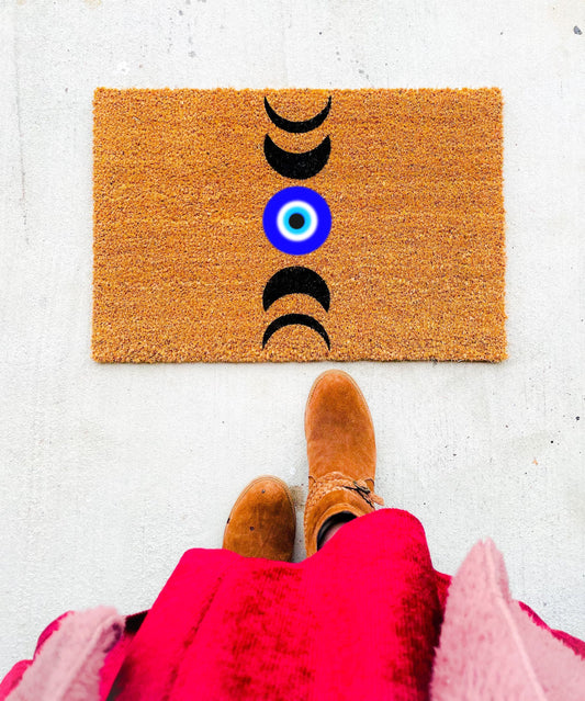 Evil Eye Moon Phases Door Mat, Moon Phases Door mat, Boho Home Doormat