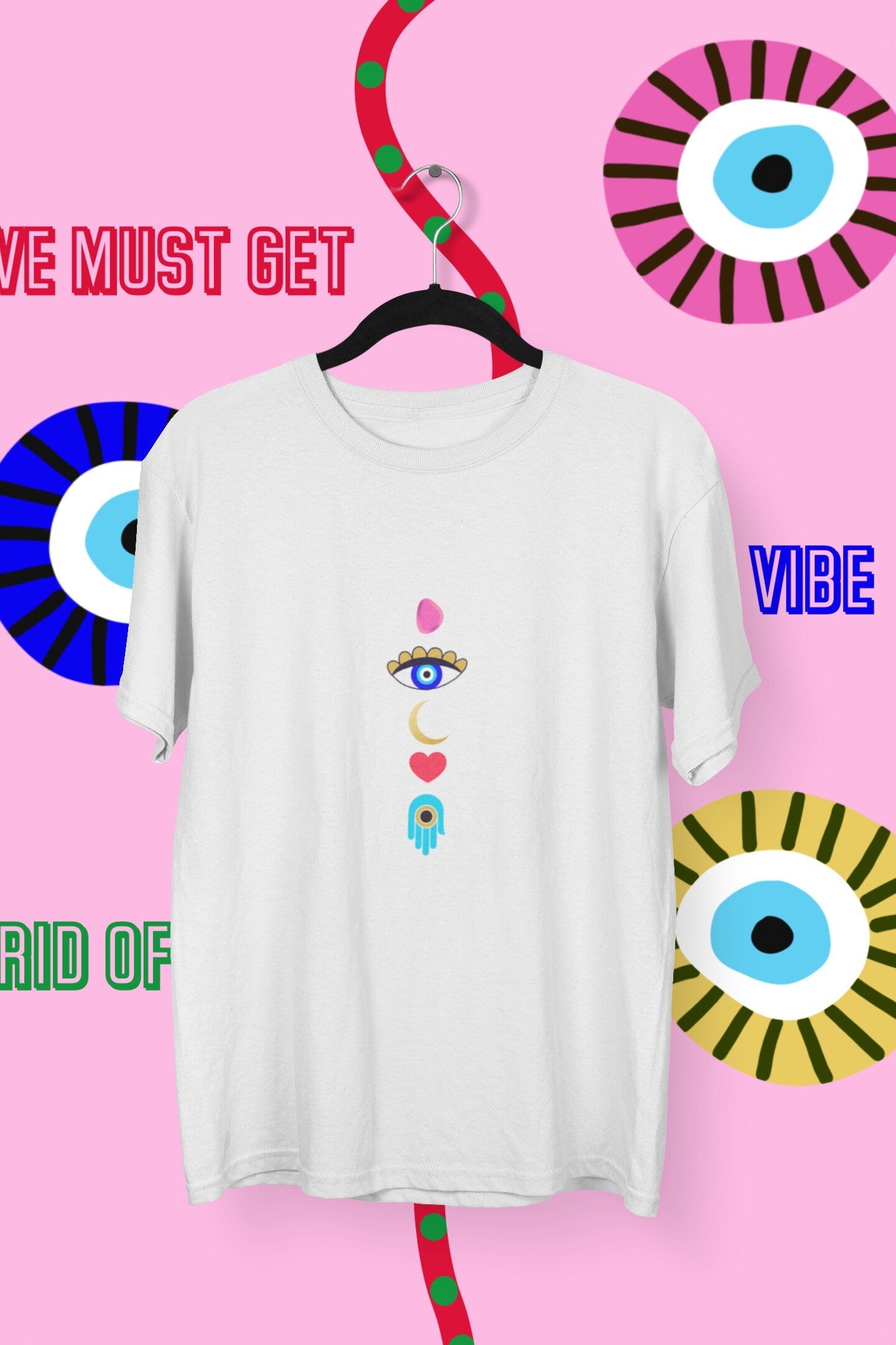 Evil Eye Hamsa Hand Good Luck T Shirt, Boho Top, Mediterranean T shirt, Evil Eye T shirt