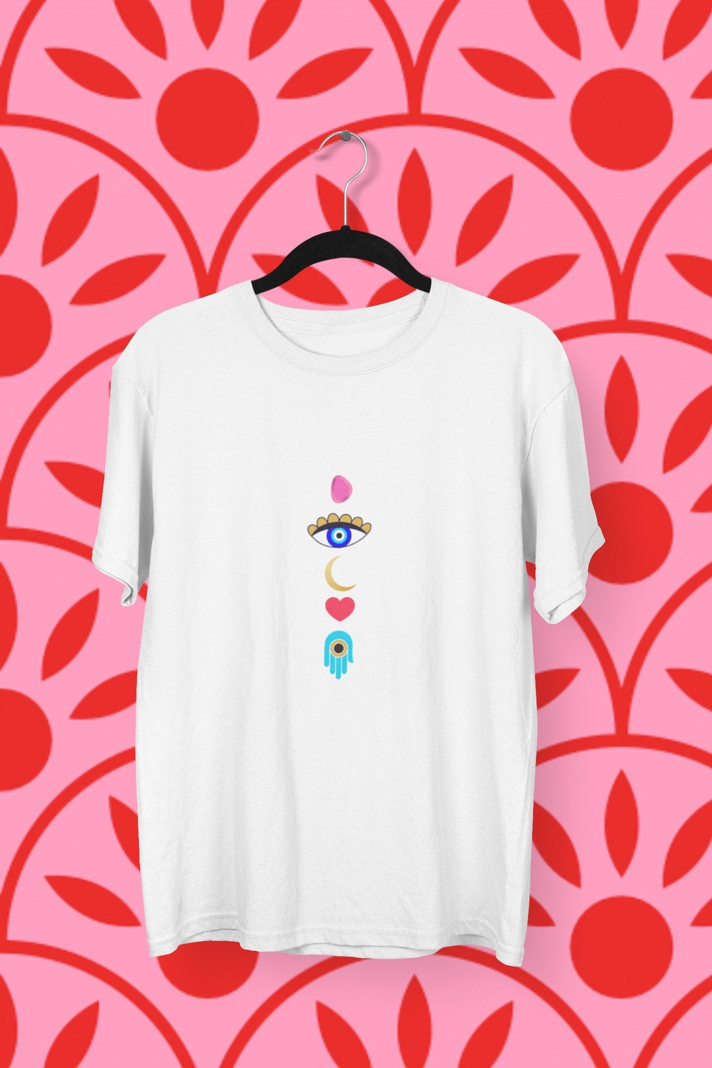 Evil Eye Hamsa Hand Good Luck T Shirt, Boho Top, Mediterranean T shirt, Evil Eye T shirt