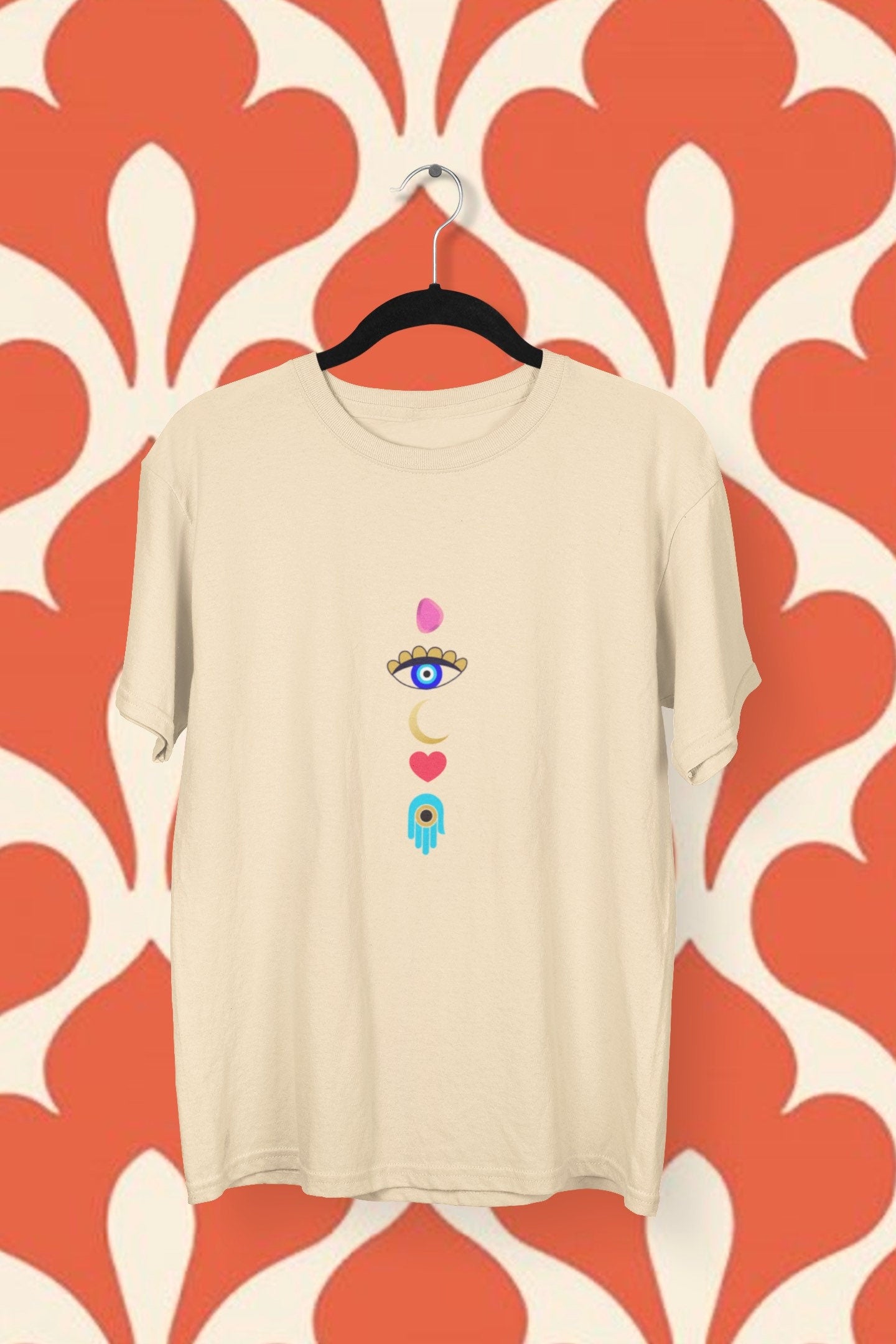 Evil Eye Hamsa Hand Good Luck T Shirt, Boho Top, Mediterranean T shirt, Evil Eye T shirt