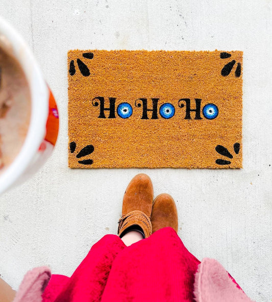 Evil Eye Christmas Doormat Ho Ho Ho Funny Christmas DoorMat, Evil Eye Doormat