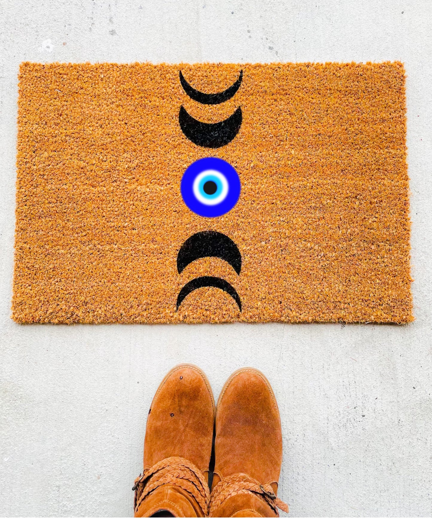 Evil Eye Moon Phases Door Mat, Moon Phases Door mat, Boho Home Doormat