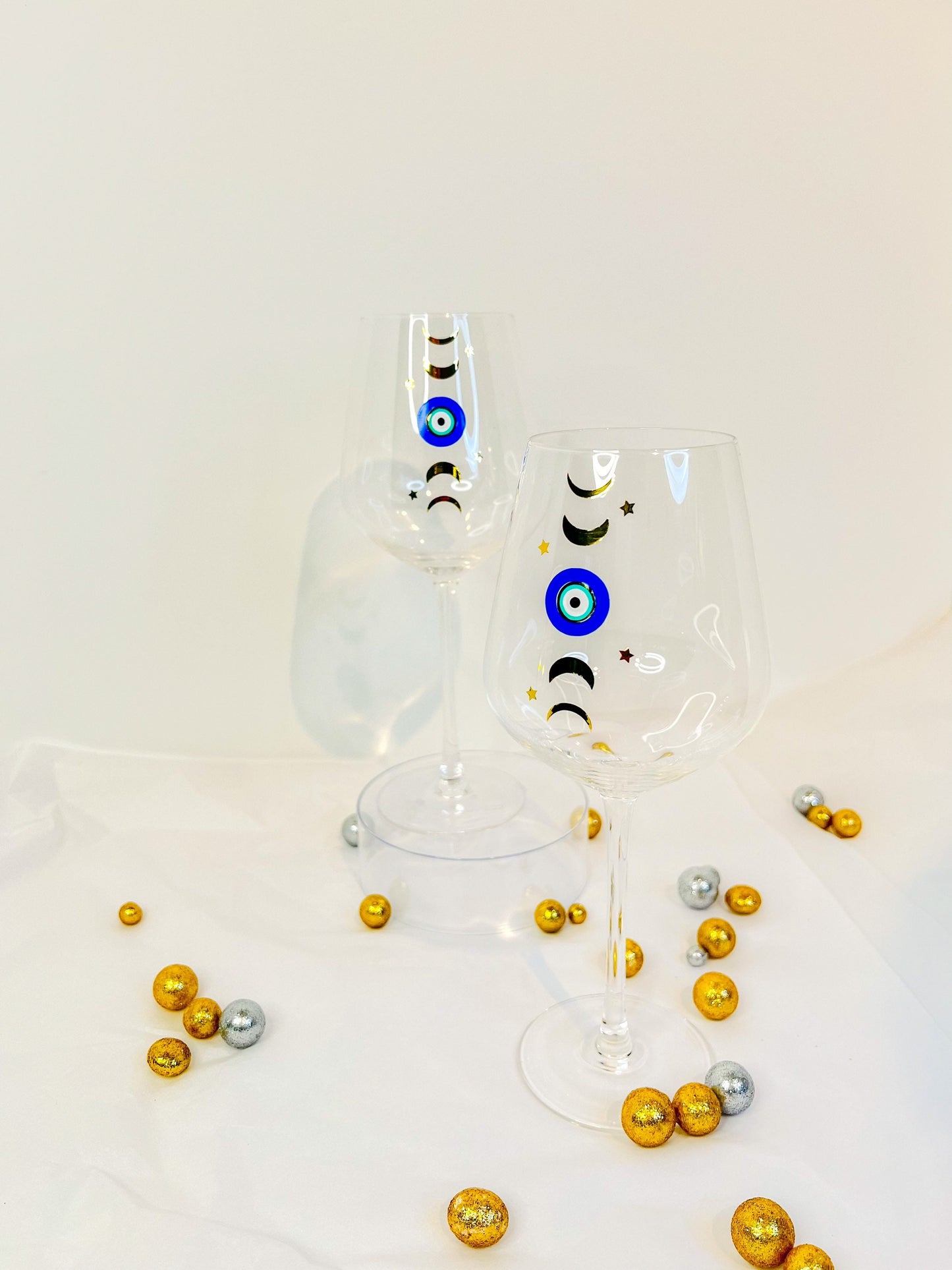 Evil Eye Moon Phases Wine Glass Set Gift Set Wine Glasses Set