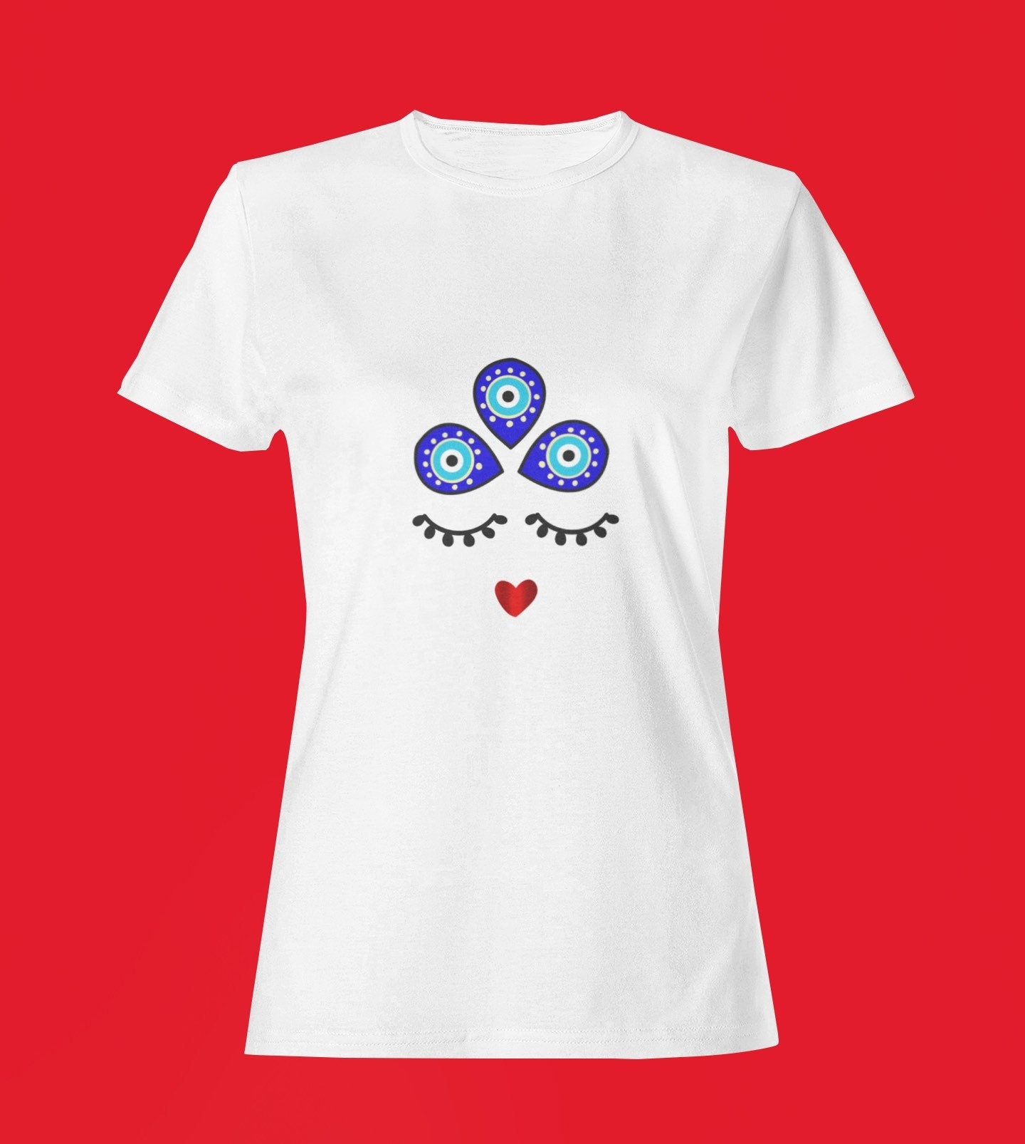 Triangle Evil Eye Woman, Evil Eye Tops, Boho T-shirt, Evil Eye Tshirt