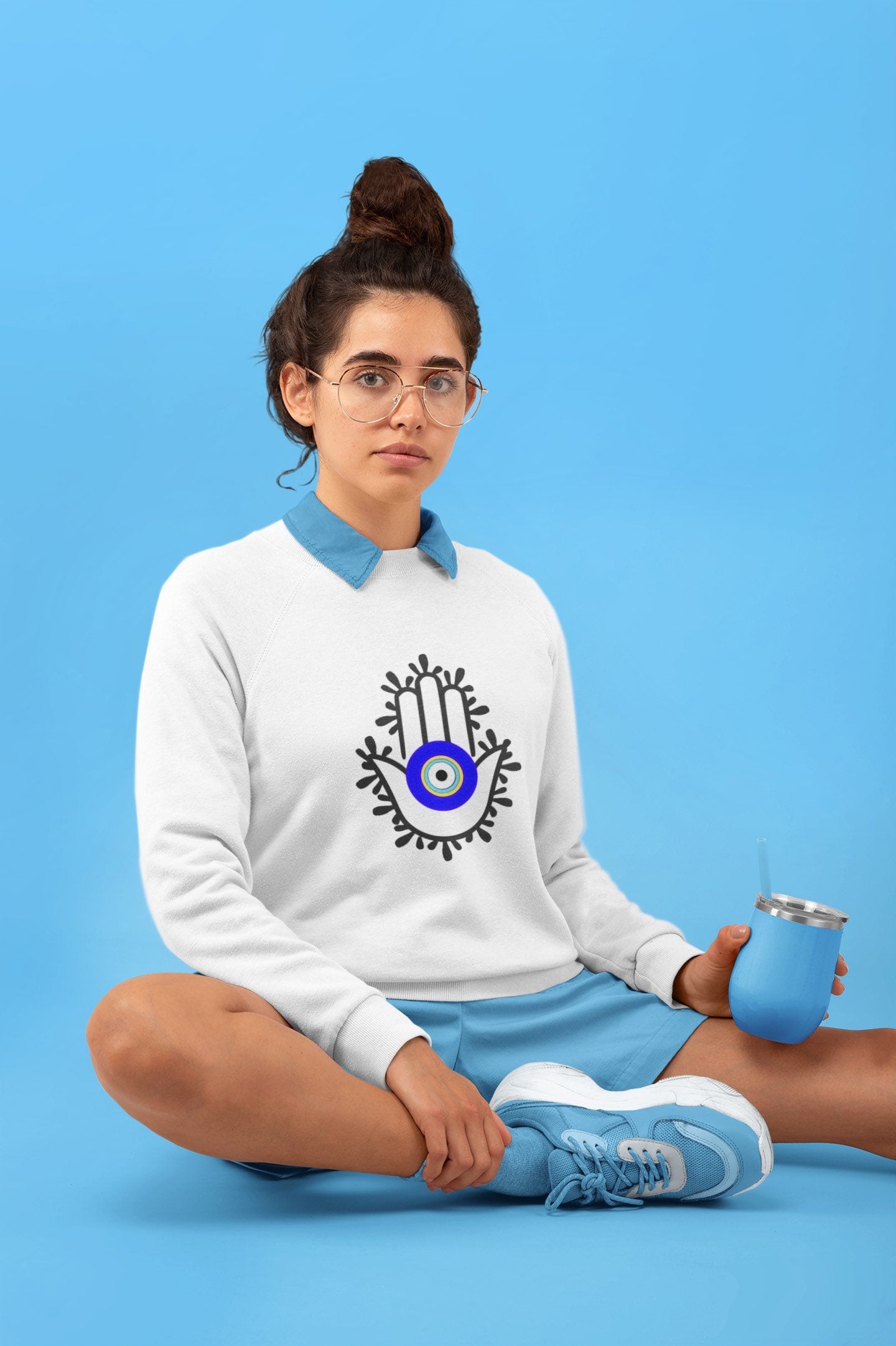 Hamsa Hand Evil Eye Sweatshirt, Amida Eye Hamsa Hand Sweatshirt, Boho Sweatshirt, Hamsa Hand Clothes