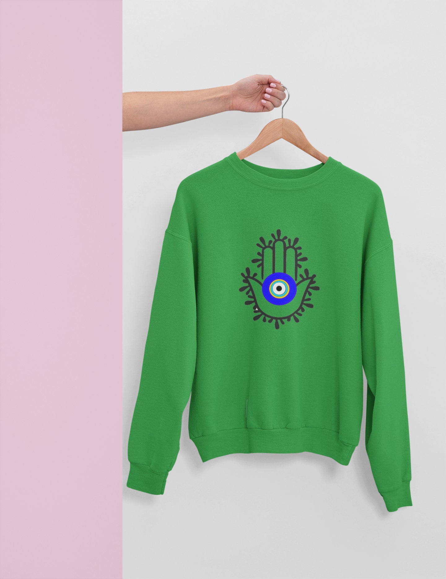 Hamsa Hand Evil Eye Sweatshirt, Amida Eye Hamsa Hand Sweatshirt, Boho Sweatshirt, Hamsa Hand Clothes