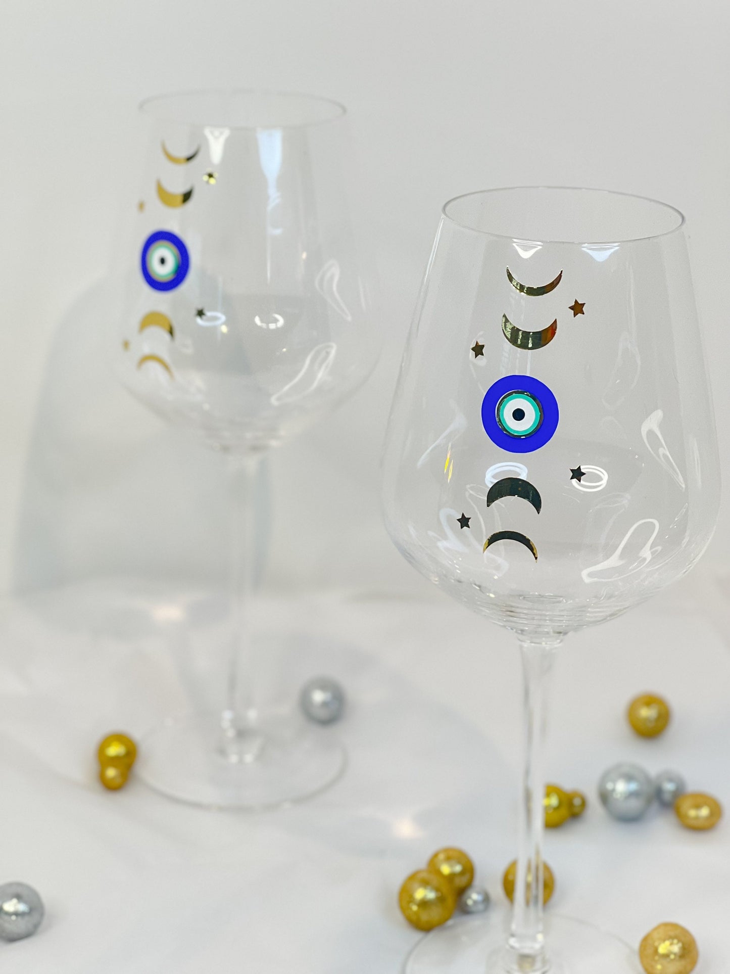 Evil Eye Moon Phases Wine Glass Set Gift Set Wine Glasses Set