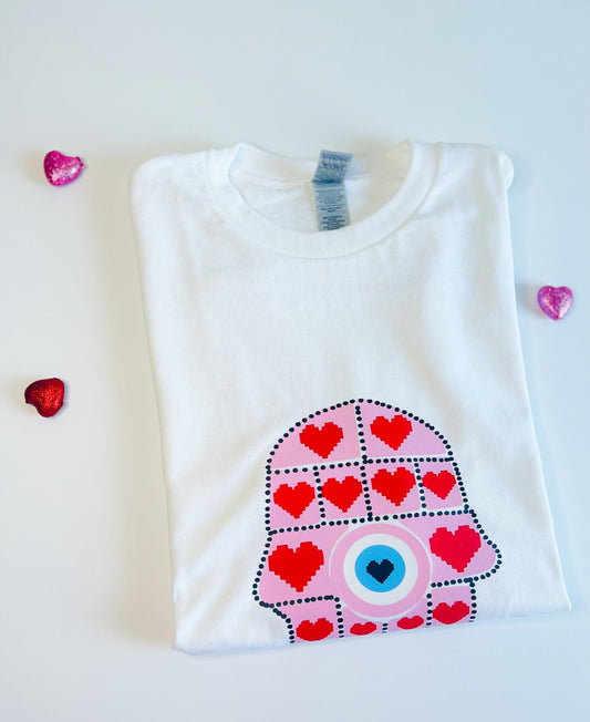 Hamsa Hand T shirt, Heart T shirt, Love Hamsa Hand T-shirt