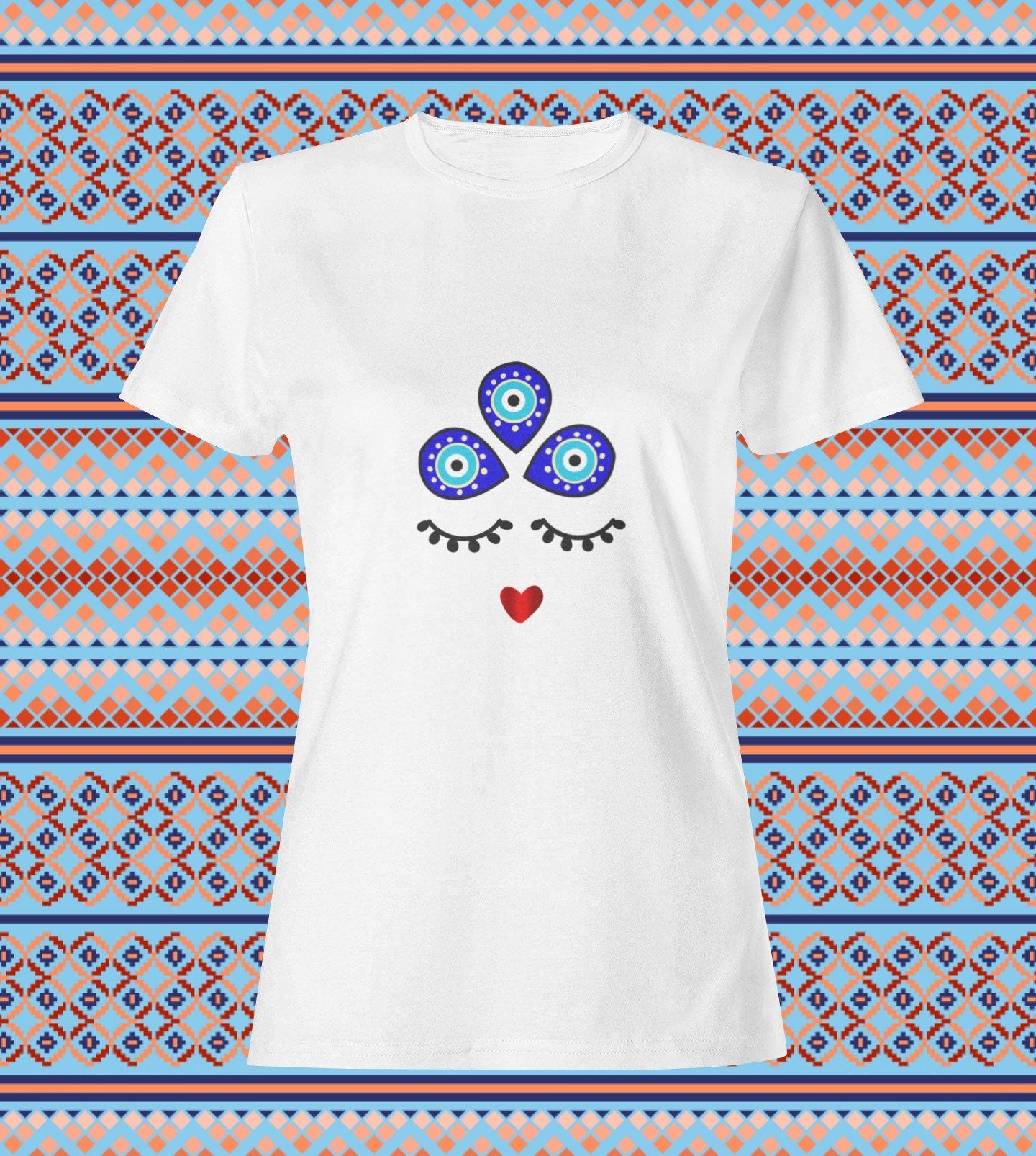 Triangle Evil Eye Woman, Evil Eye Tops, Boho T-shirt, Evil Eye Tshirt