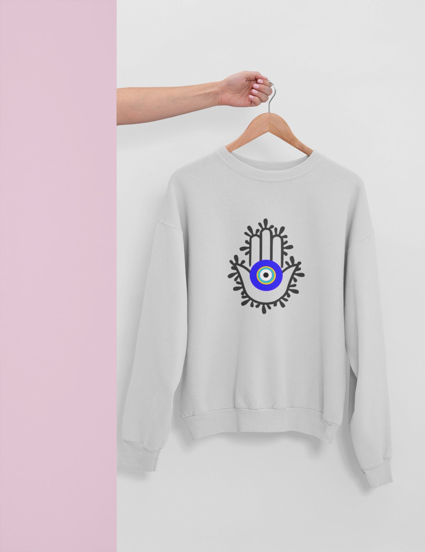 Hamsa Hand Evil Eye Sweatshirt, Amida Eye Hamsa Hand Sweatshirt, Boho Sweatshirt, Hamsa Hand Clothes