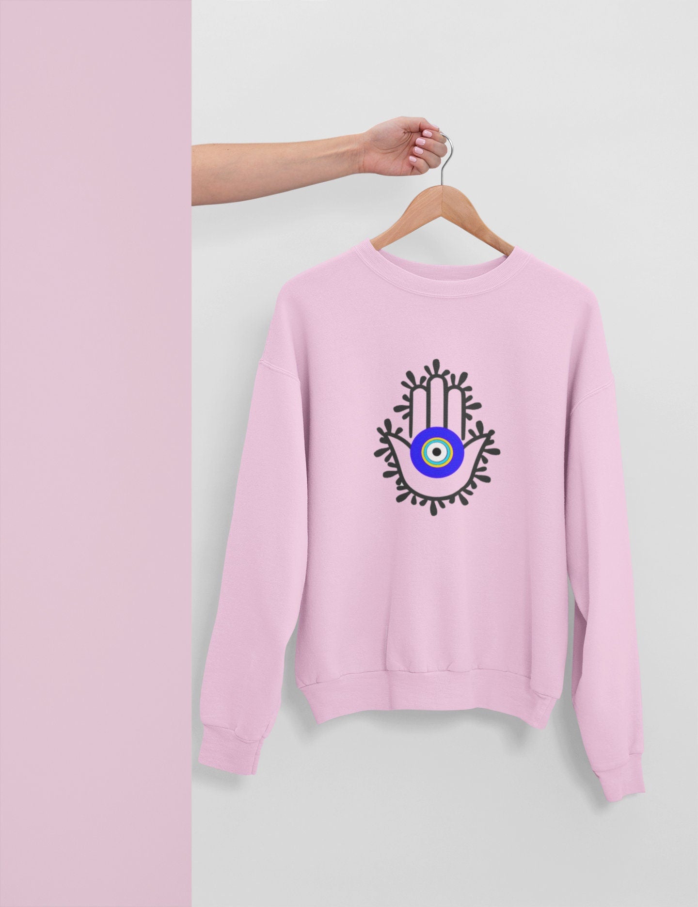 Hamsa Hand Evil Eye Sweatshirt, Amida Eye Hamsa Hand Sweatshirt, Boho Sweatshirt, Hamsa Hand Clothes