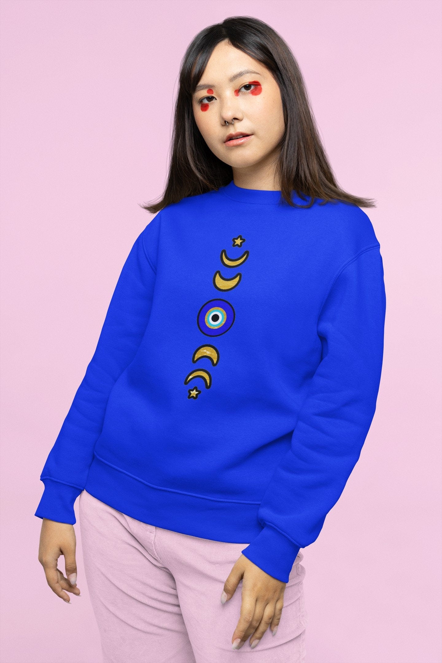 Moon Phases Evil Eye Sweatshirt, Moon Phases Sweatshirt, Spiritual Sweatshirt