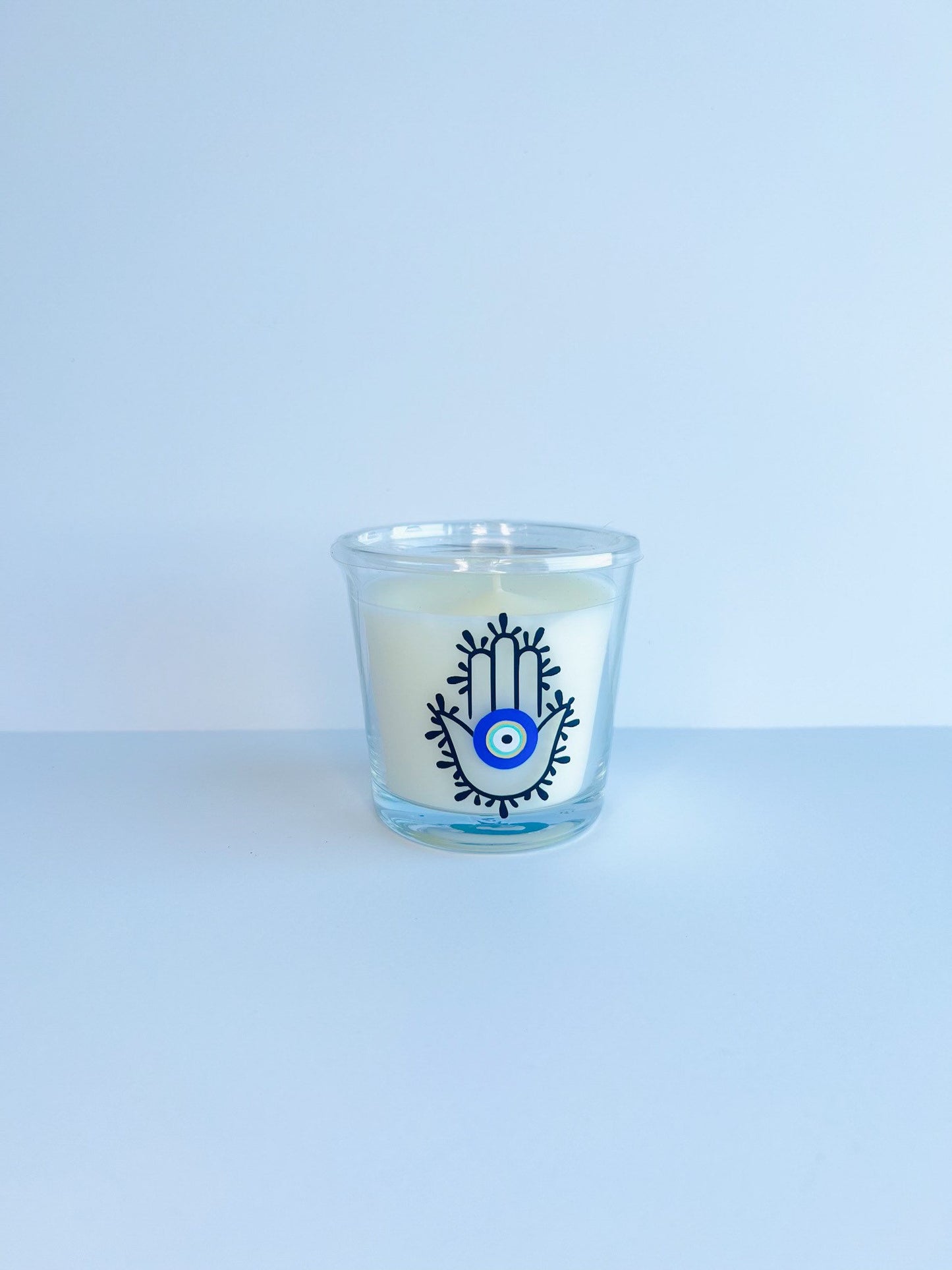 Hamsa Hand With Evil Eye Candle, Evil Eye Candle, Hamsa Hand  Glass Candle