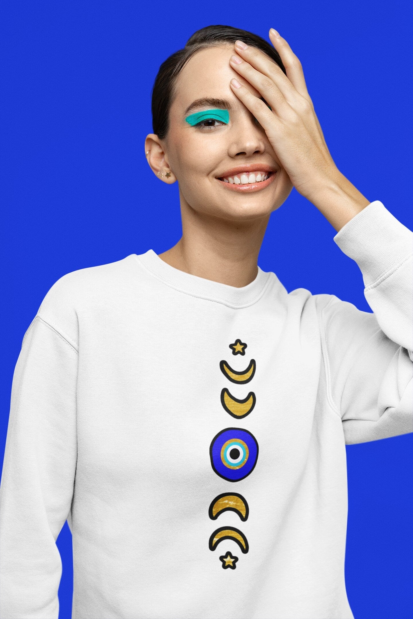 Moon Phases Evil Eye Sweatshirt, Moon Phases Sweatshirt, Spiritual Sweatshirt