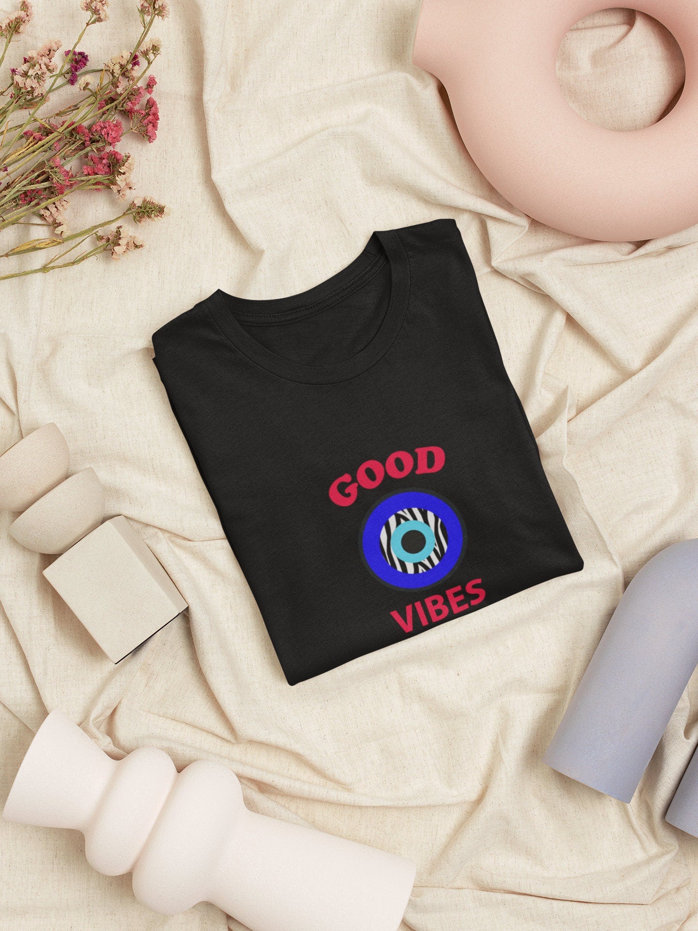 Good Vibes Evil Eye Zebra Print T shirt, Good Vibes T shirt, Zebra Print Tshirt, Evil Eye T shirt