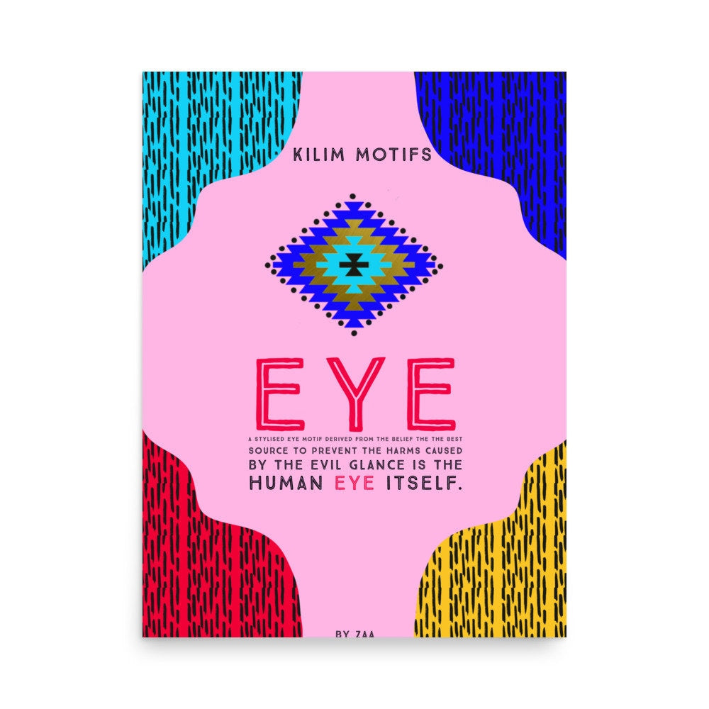 Evil Eye Kilim Motifs Poster, Evil Eye Poster