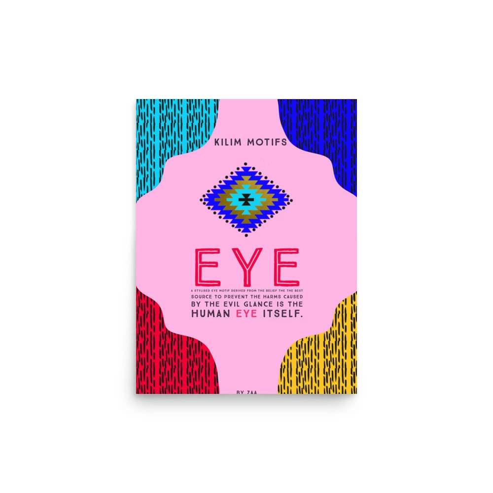 Evil Eye Kilim Motifs Poster, Evil Eye Poster