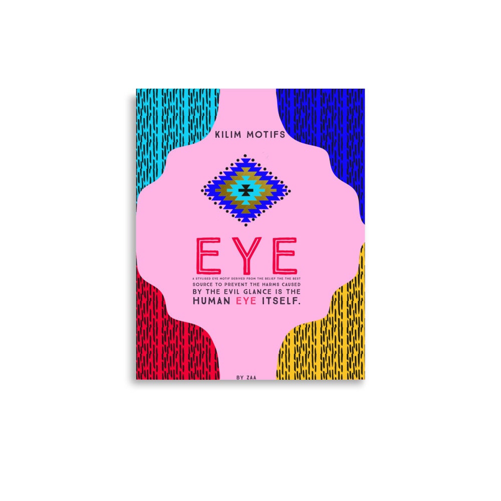 Evil Eye Kilim Motifs Poster, Evil Eye Poster