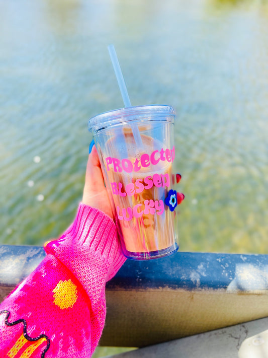 Protected, Blessed, Lucky Evil Eye Tumbler, Evil Eye Tumbler