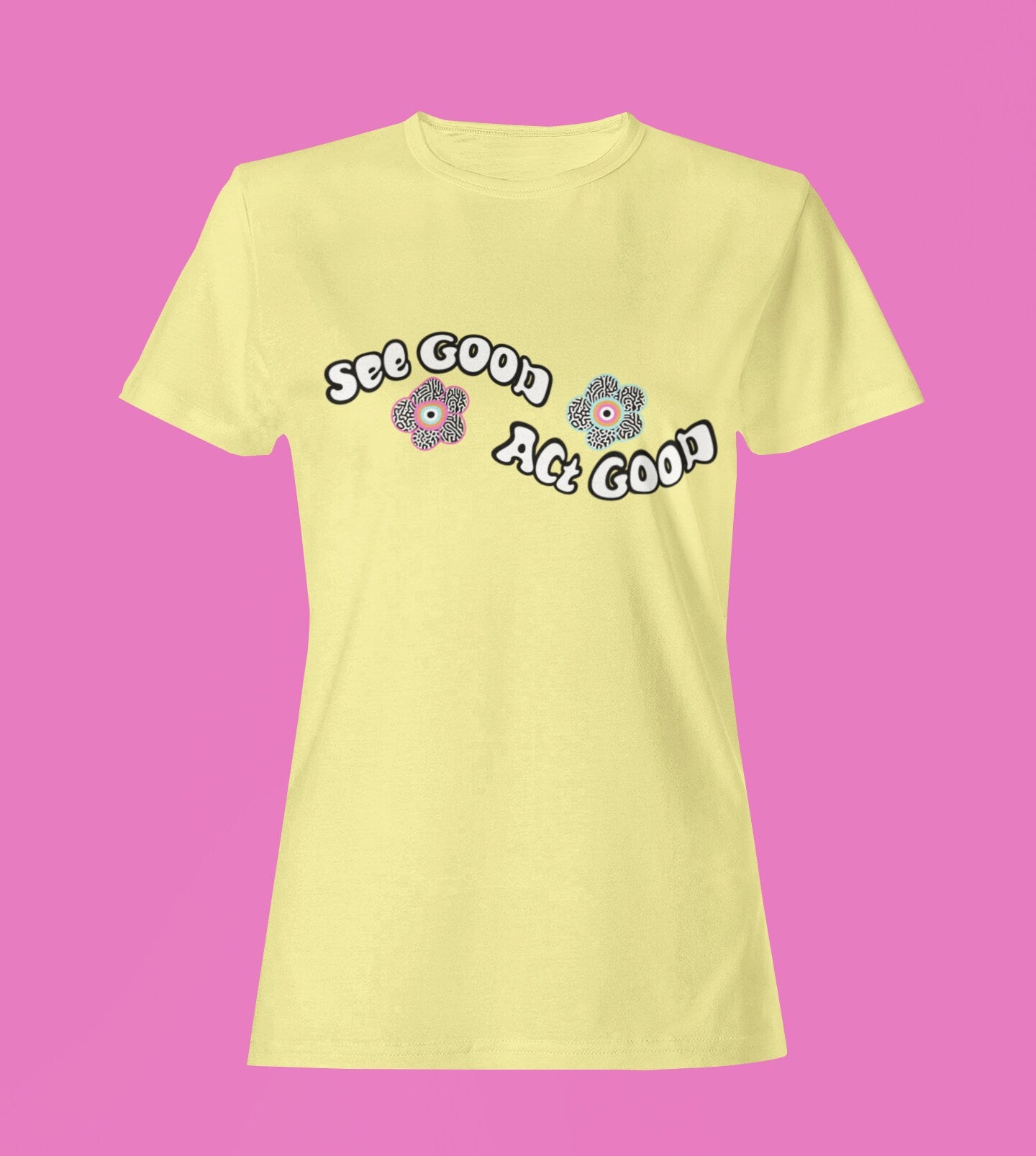 See Good Act Good Evil Eye T-shirt, Daisy T shirt, Evil Eye Tops, Good Vibes T shirt