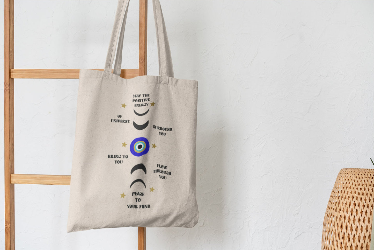 Moon Phase Tote Bag, Evil Eye Tote Bag, Quotes Tote Bag, Motivational Tote Bag