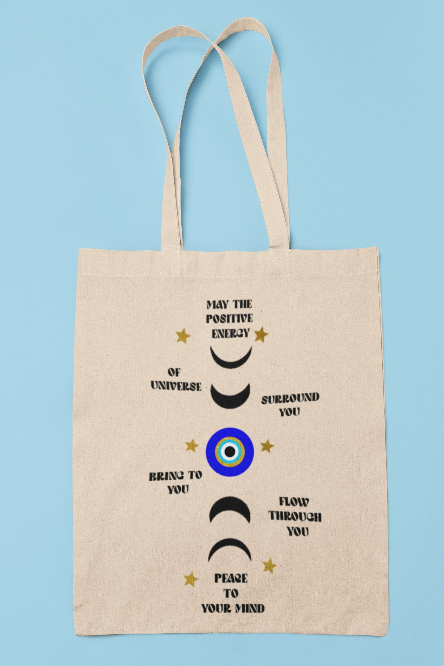 Moon Phase Tote Bag, Evil Eye Tote Bag, Quotes Tote Bag, Motivational Tote Bag