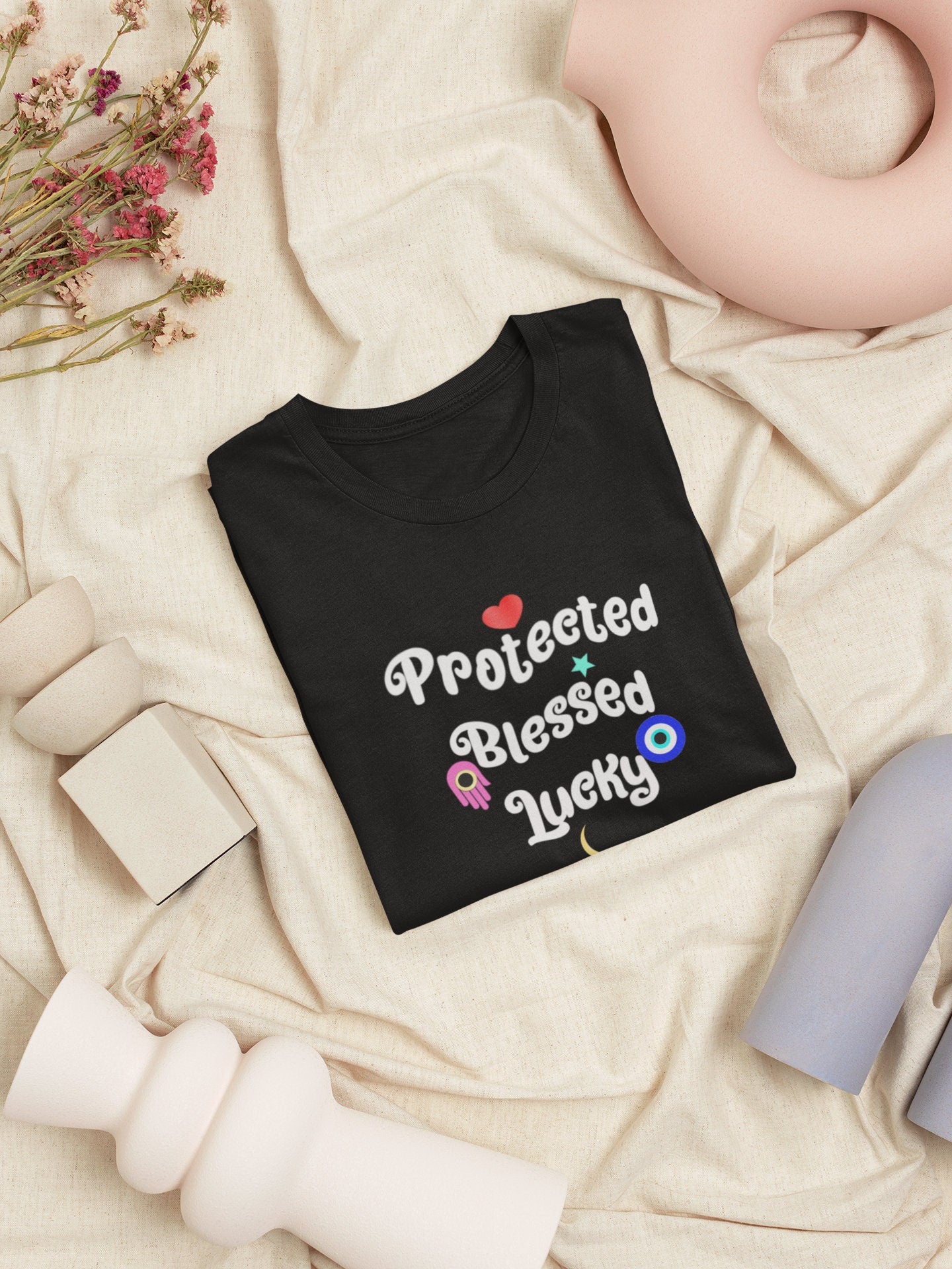 Protected, Blessed, Lucky T shirt, Evil Eye T shirt, Hamsa Hand T shirt, Funny T shirt