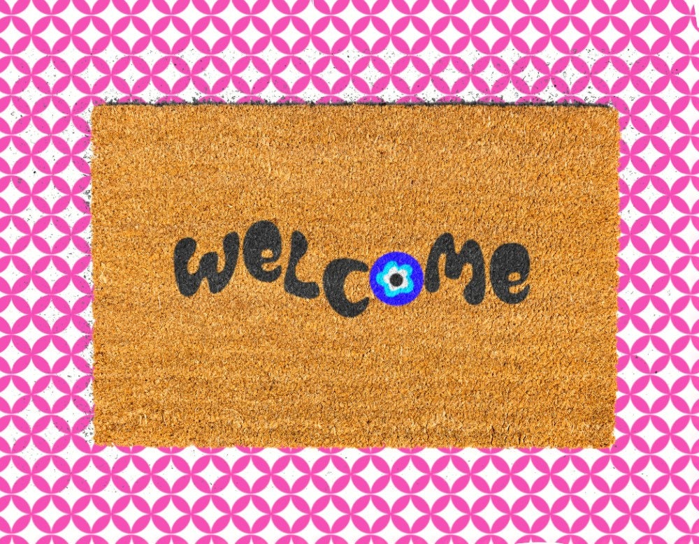 Evil Eye Doormat, Welcome Doormat, Curved Design Doormat, Funny Doormat