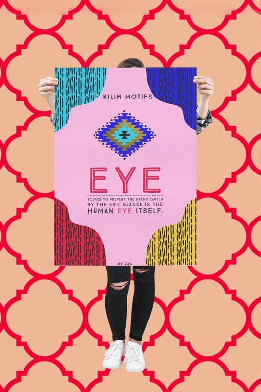 Evil Eye Kilim Motifs Poster, Evil Eye Poster