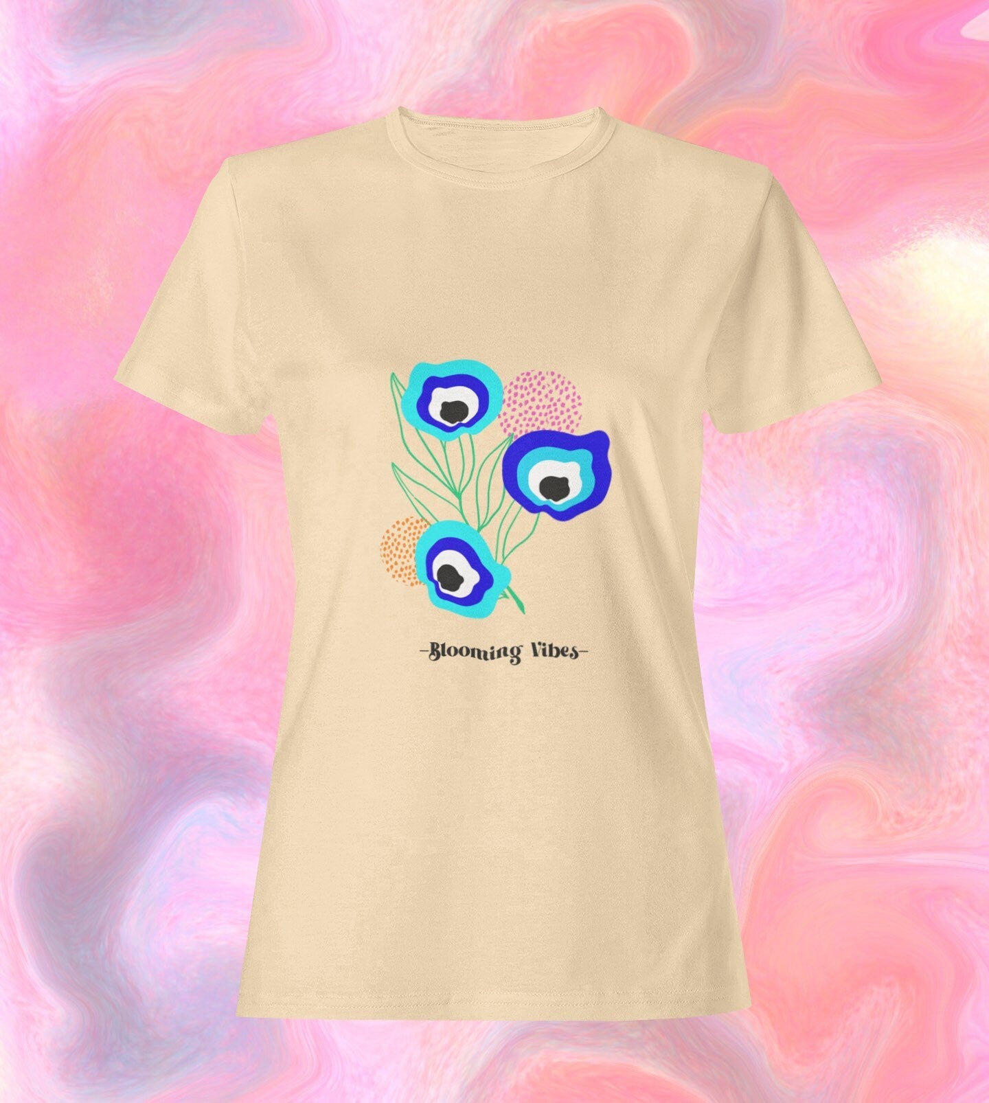 Blooming Vibes, Evil Eye T shirt, Floral T shirt