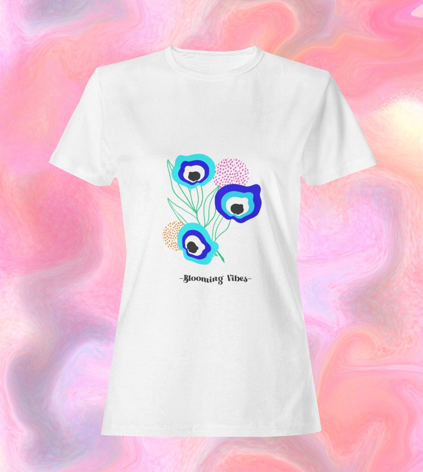 Blooming Vibes, Evil Eye T shirt, Floral T shirt