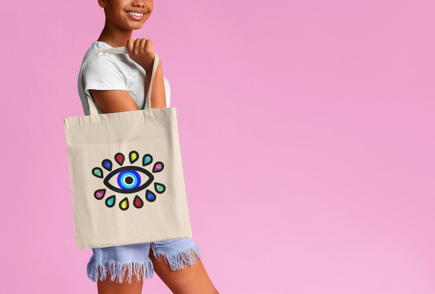 Evil Eye Tote Bag, Colorful Tote Bag