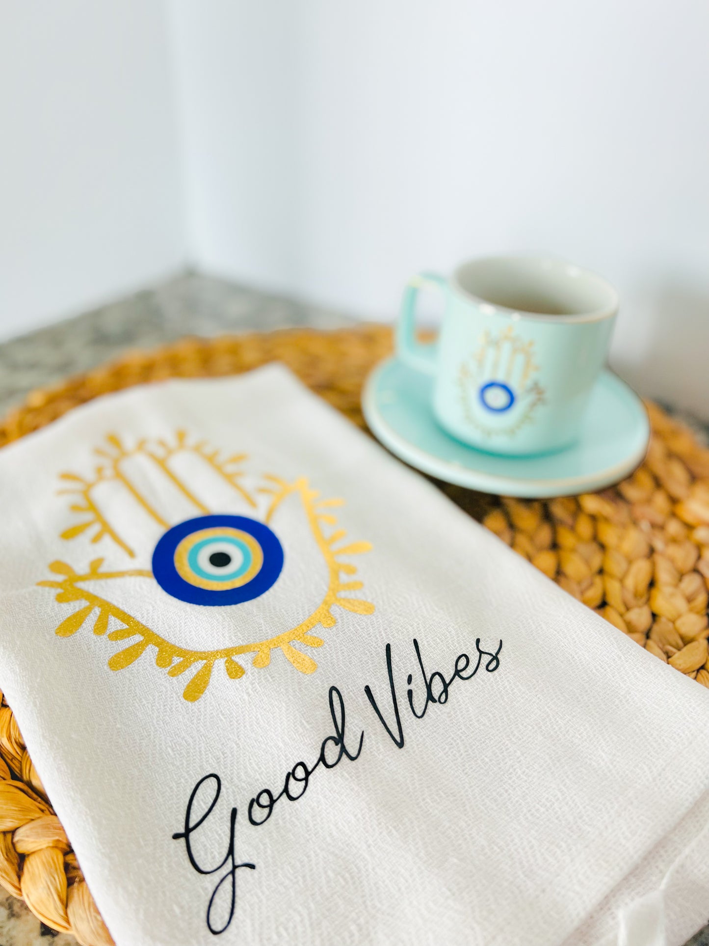 Hamsa Hand with Amida Eye Dish Towel