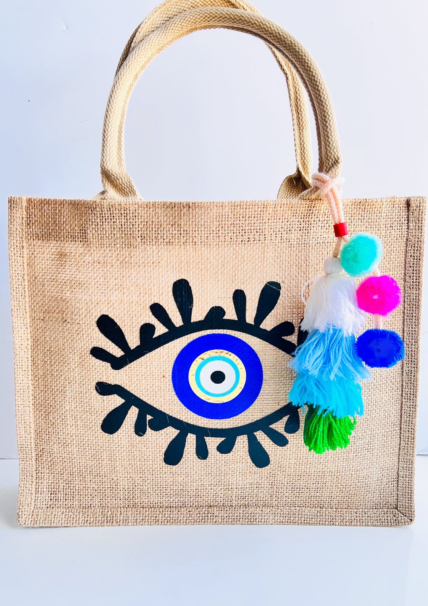 Amida Eye Burlap Tote Bag