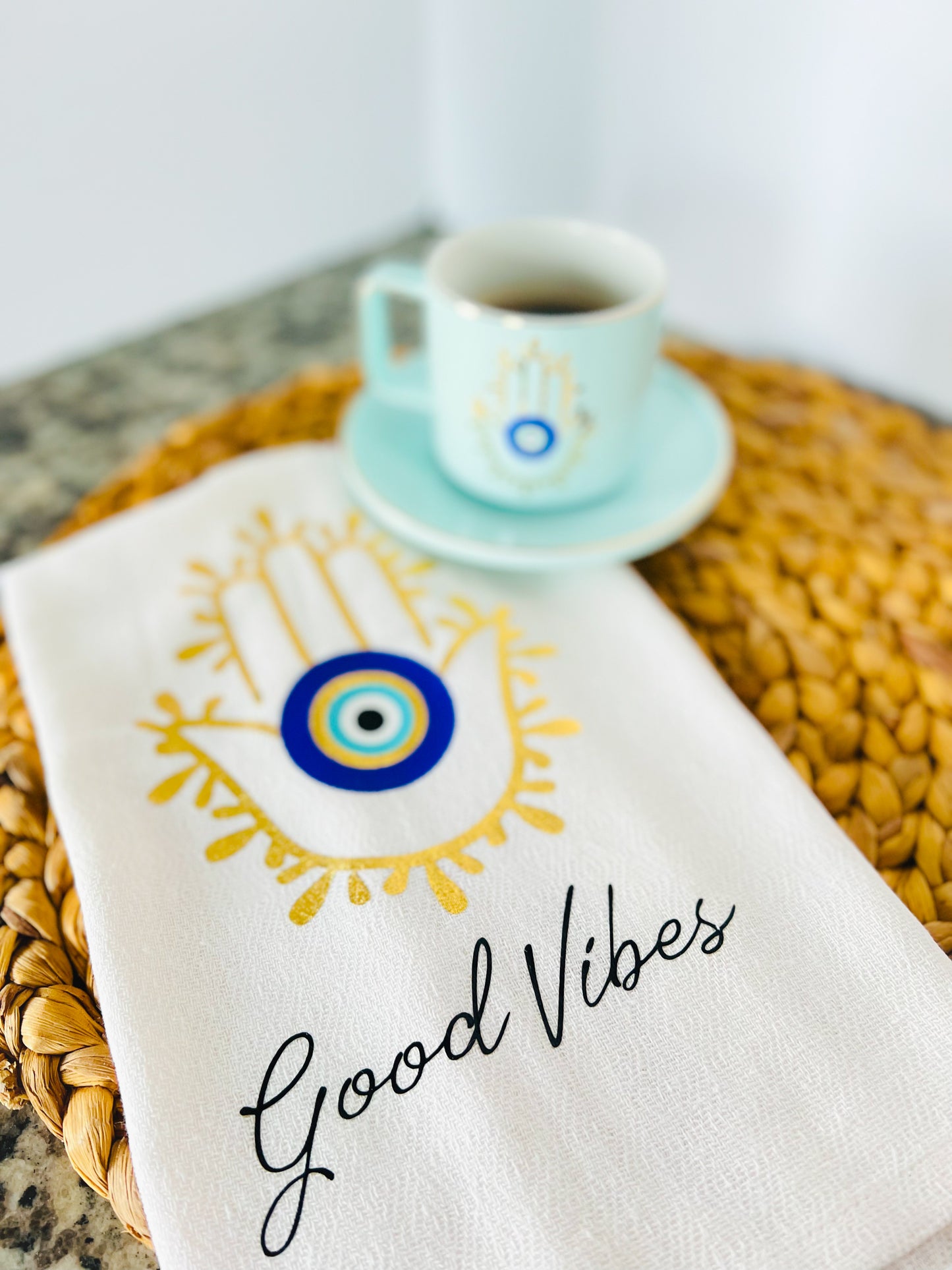 Hamsa Hand with Amida Eye Dish Towel