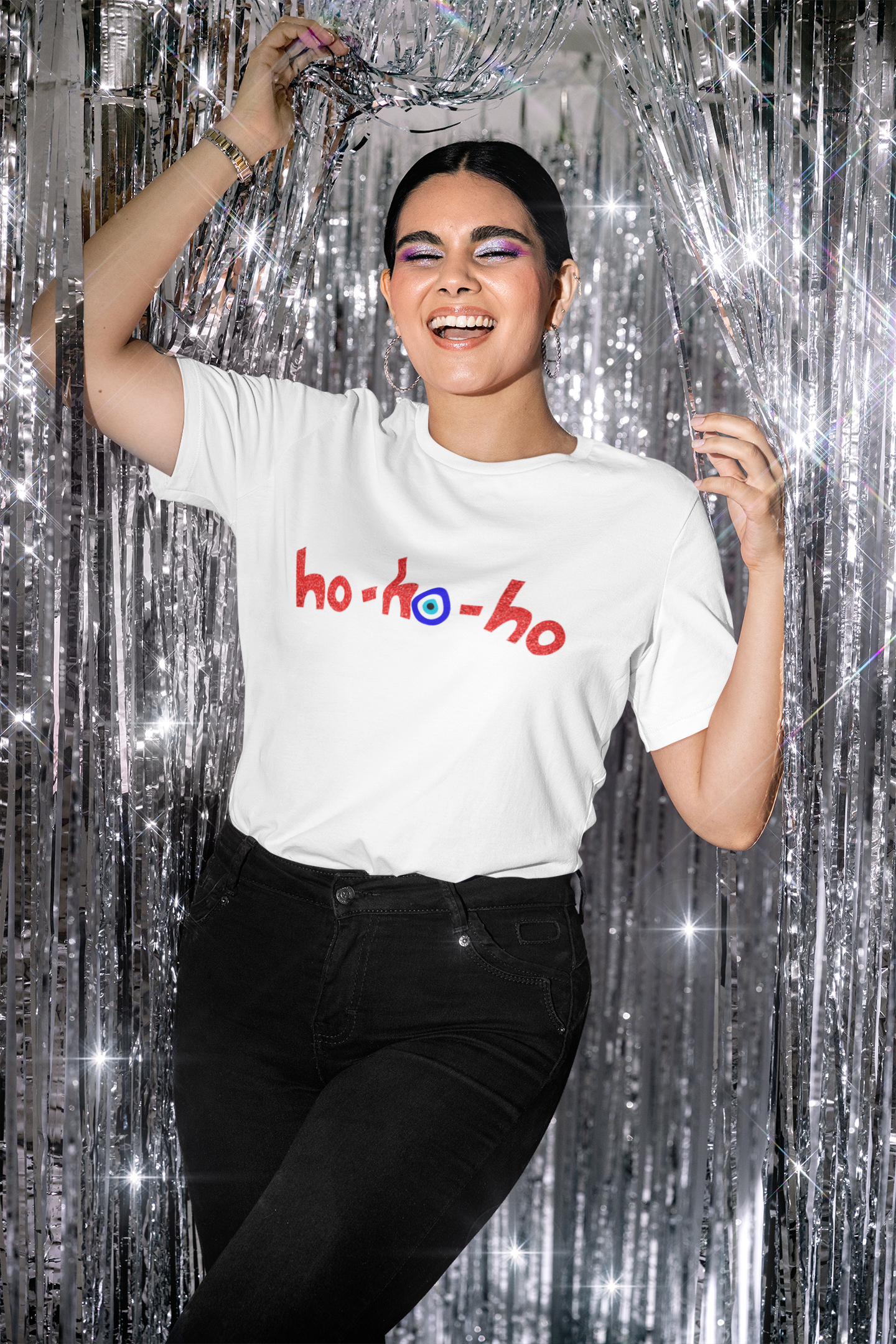 Ho-Ho-Ho! Glitter Evil Eye T shirt