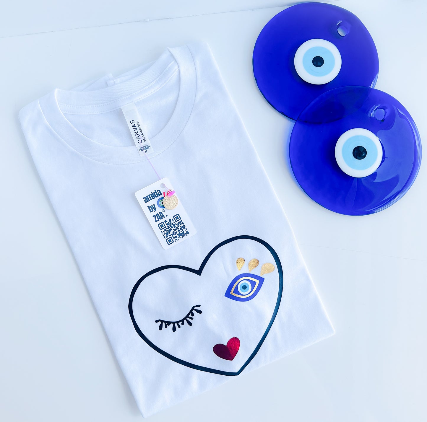 Evil Eye With Love Design Valentines T shirt Amida By Zaa