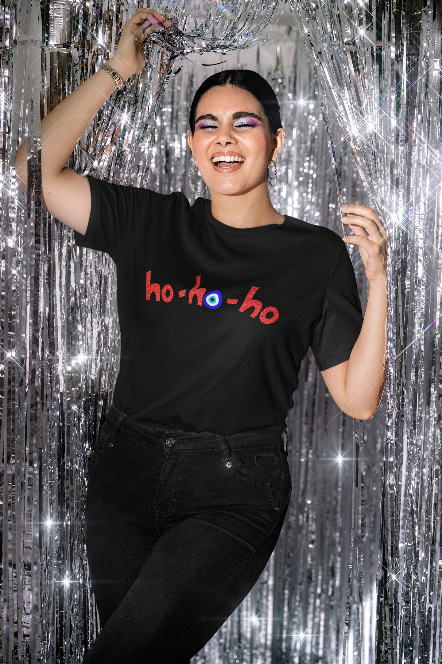 Ho-Ho-Ho! Glitter Evil Eye T shirt