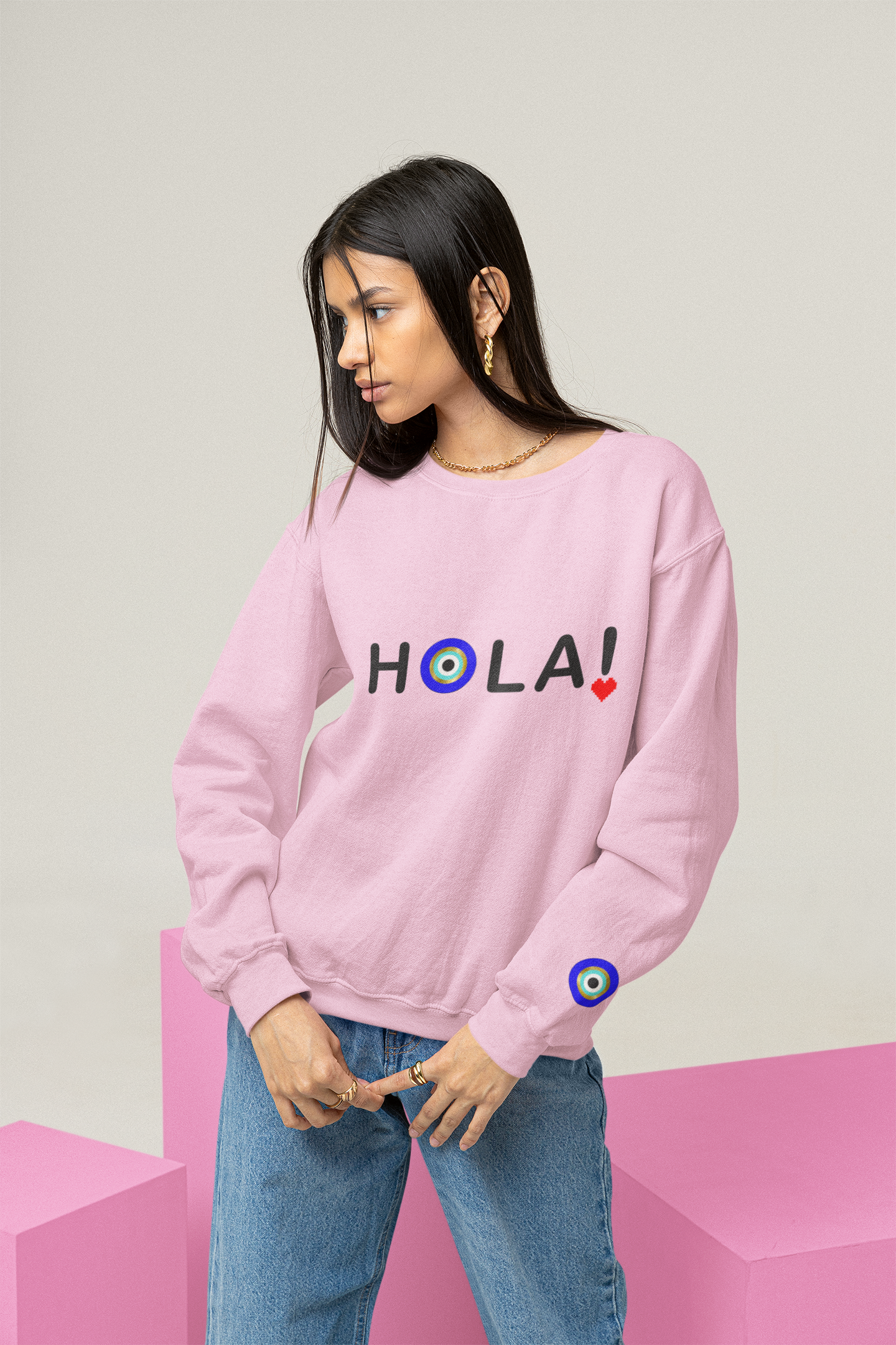 Hola! Sweatshirt With Evil Eye