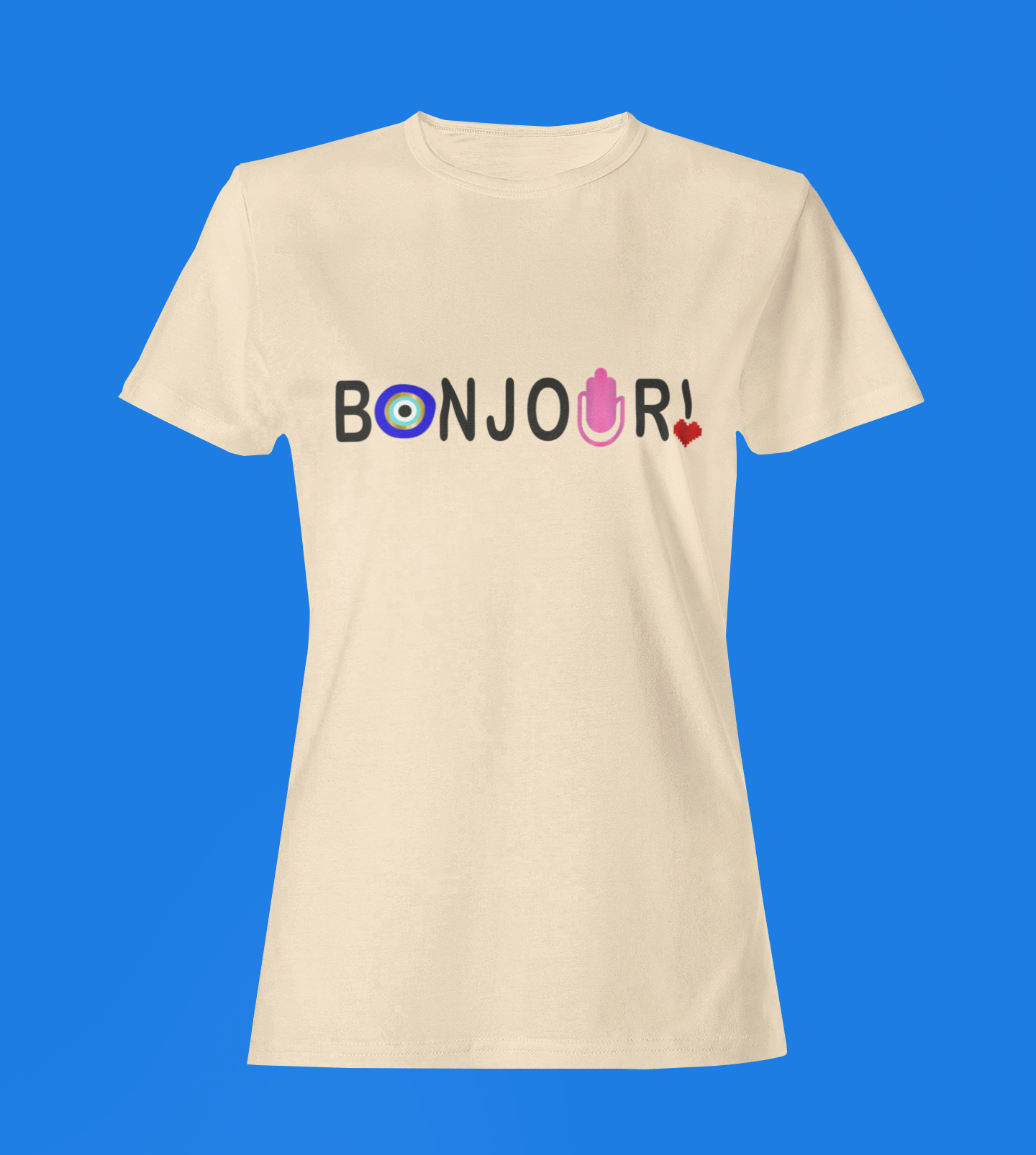 Bonjour T-shirt With Eye And Hamsa