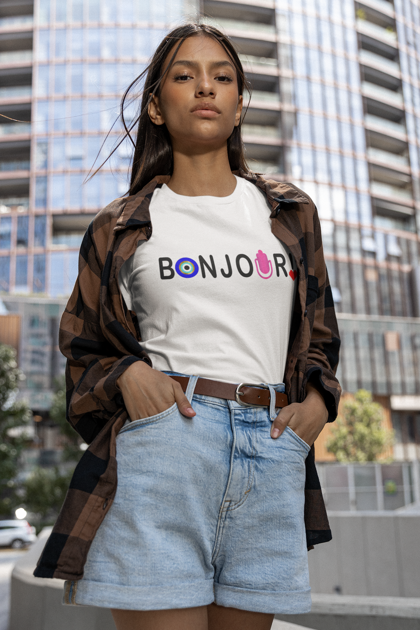 Bonjour T-shirt With Eye And Hamsa