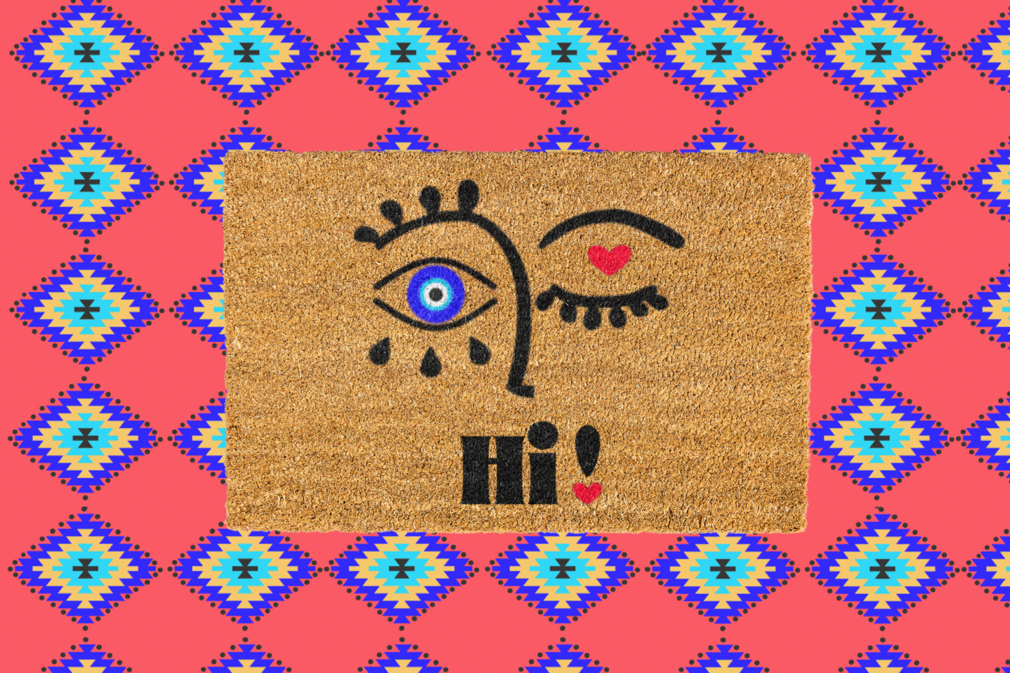 Amida Evil Eye Doormat, Woman Face Hi Doormat