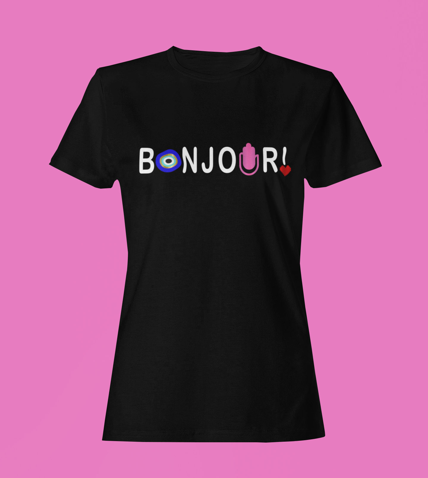 Bonjour T-shirt With Eye And Hamsa