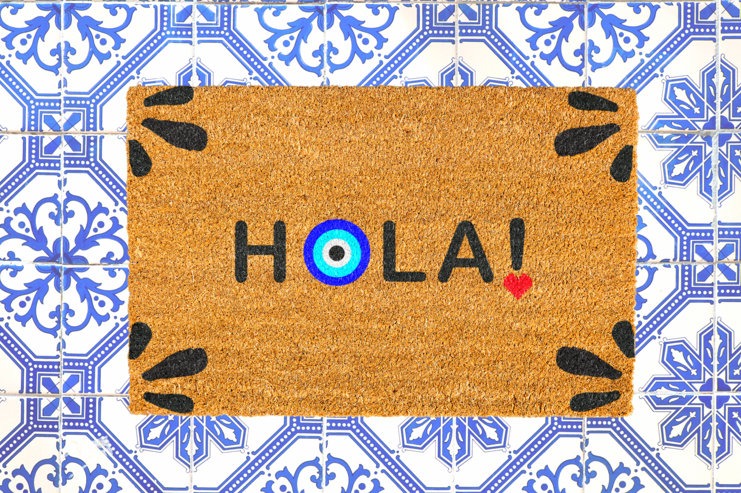 Hola! Doormat With Evil Eye