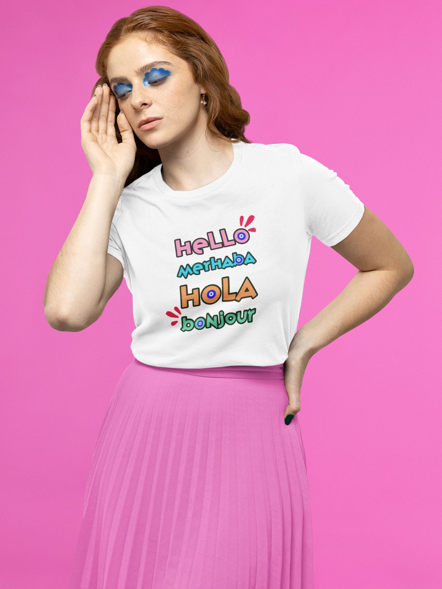 Hello, Hola, Bonjour, Merhaba T shirt, Evil Eye T shirt