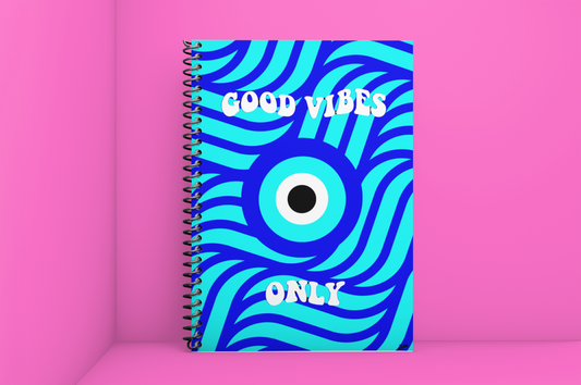 Good Vibes Only Amida Notebook, Evil Eye Notebook, Spiral notebook