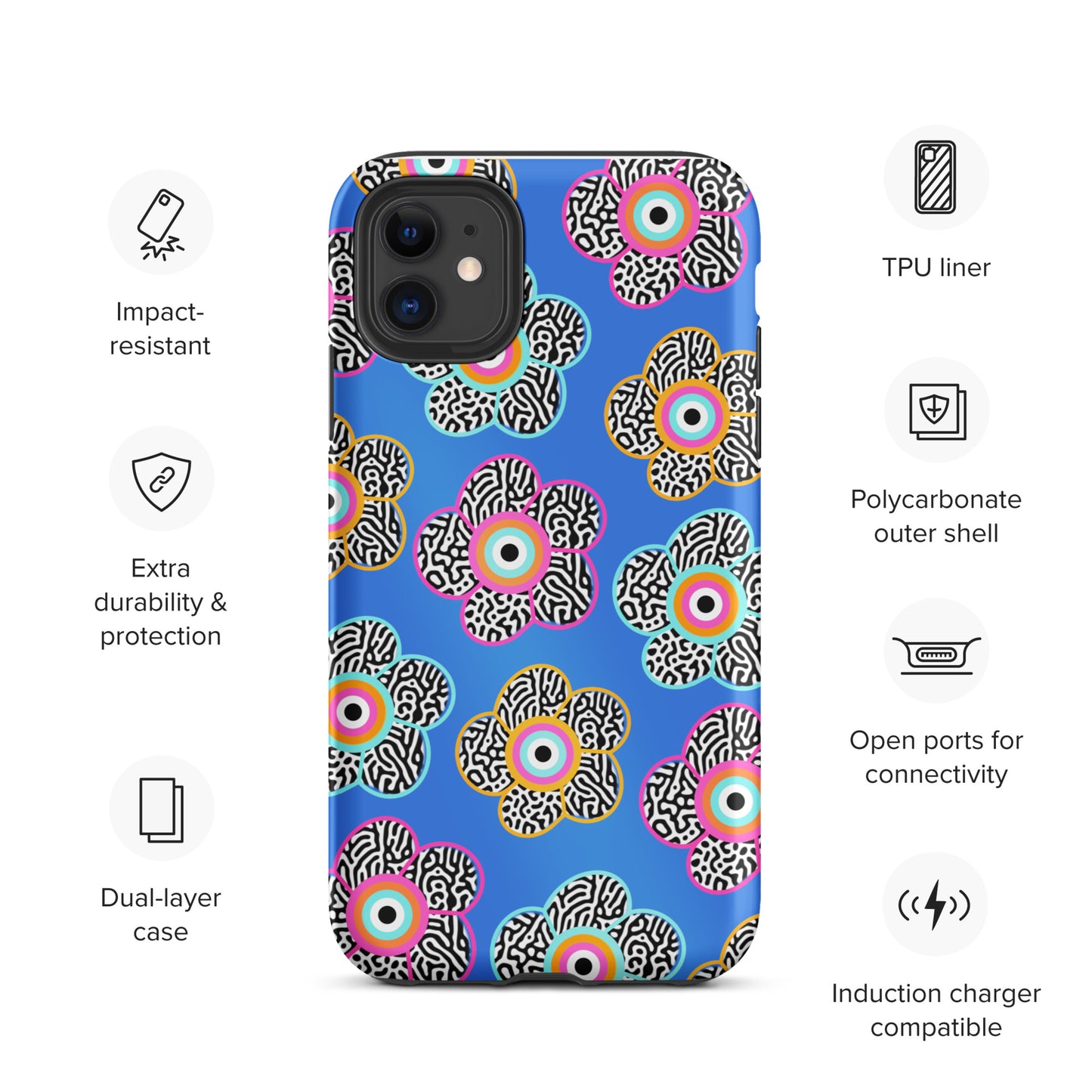 Flower With Evil Eye Tough iPhone case