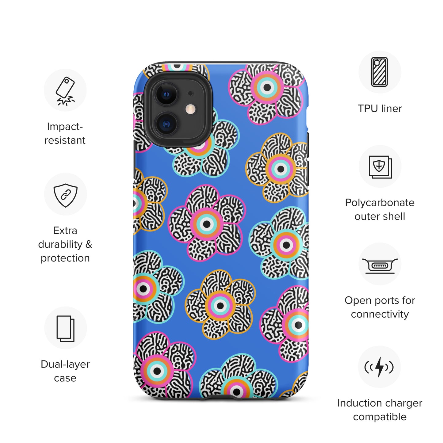 Flower With Evil Eye Tough iPhone case