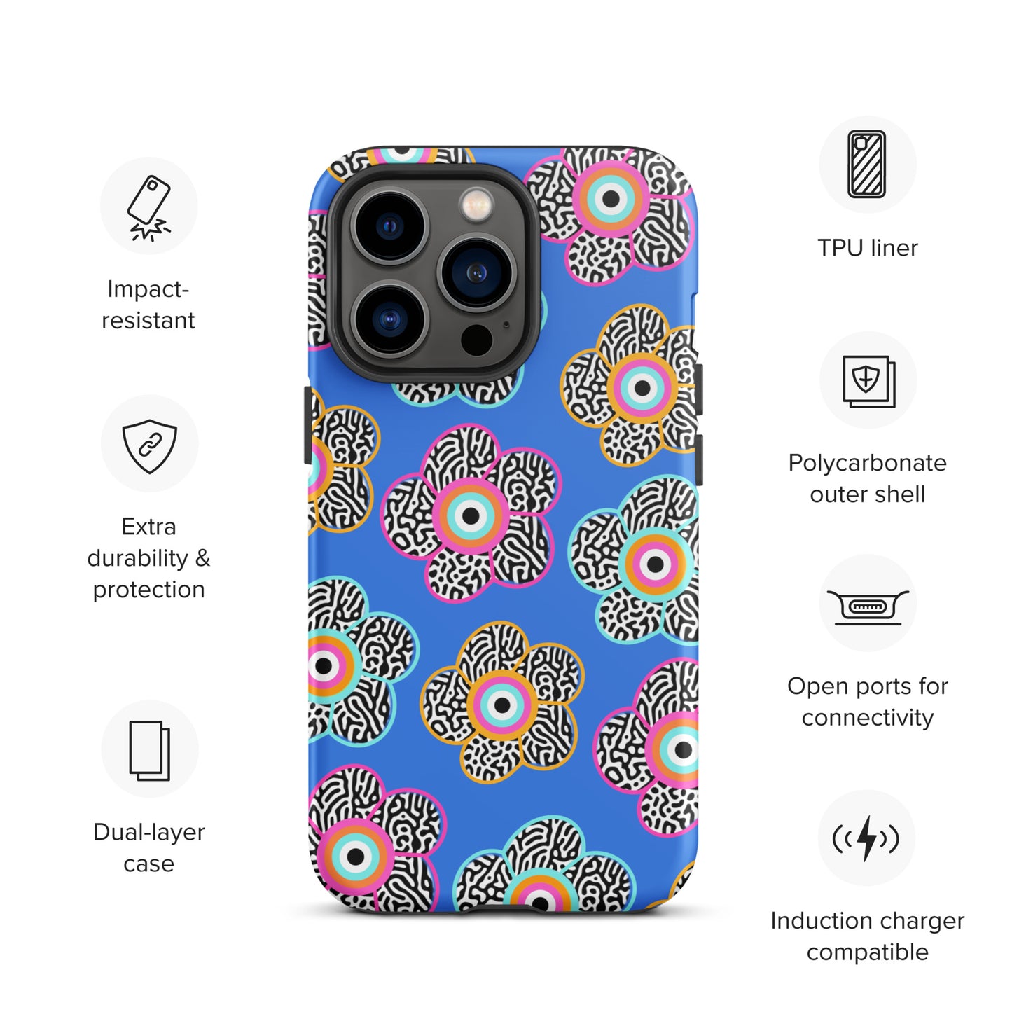 Flower With Evil Eye Tough iPhone case